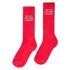 Limited Edition Holiday Embroidered Socks - Red